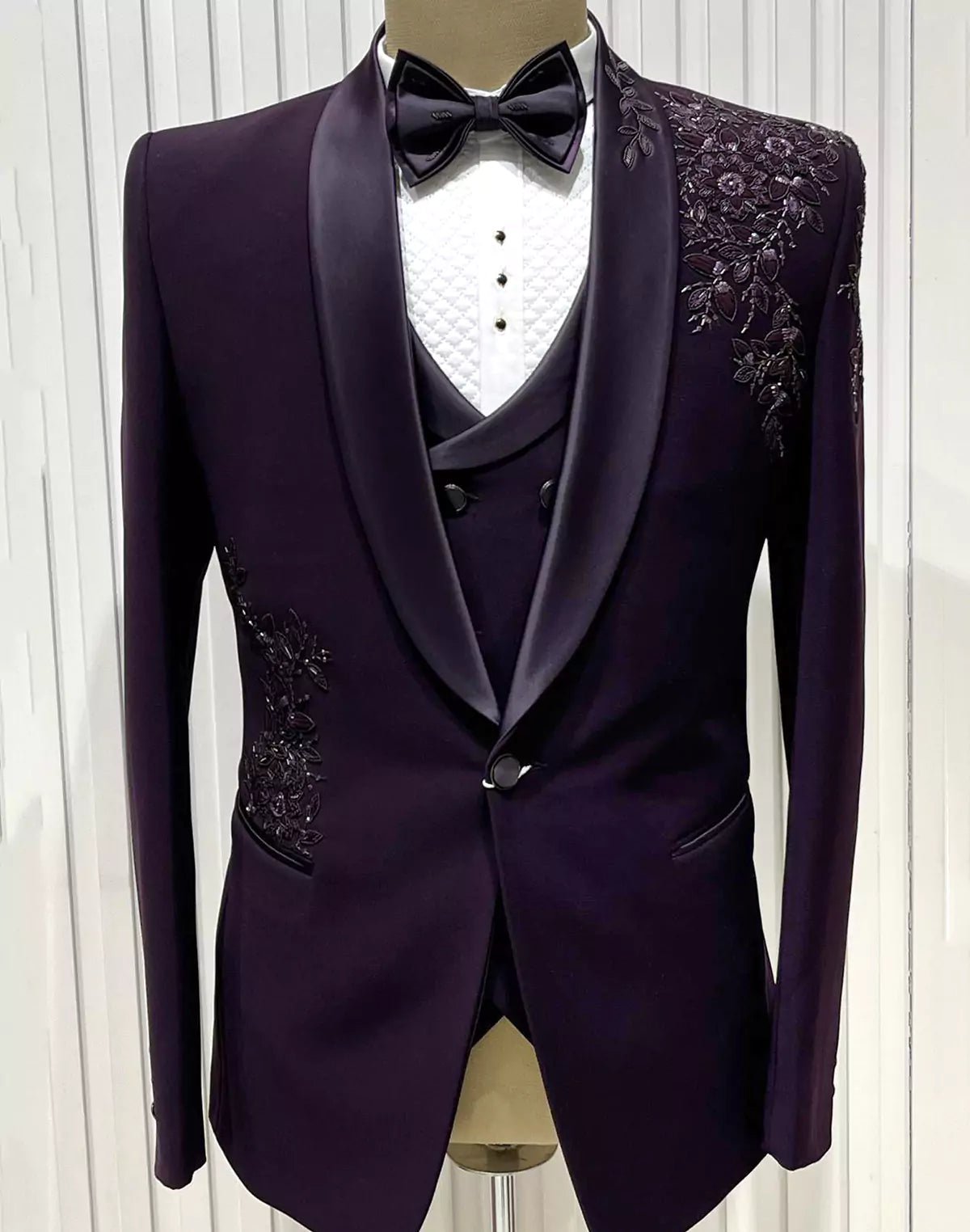 Image of Maroon Polynosic Cutdana work Solid 5 Pc Designer Suit - South India Shopping Mall