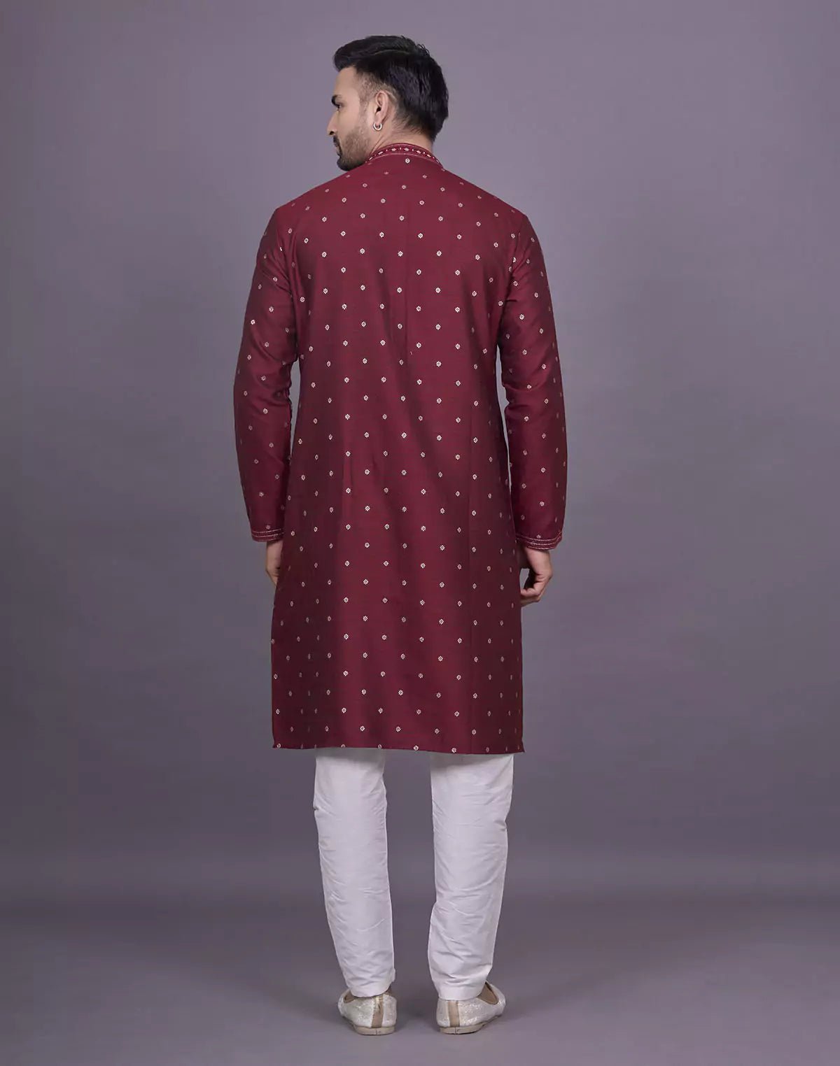 Image of Maroon Self Design with Butta's Jacquard Kurta Set - South India Shopping Mall