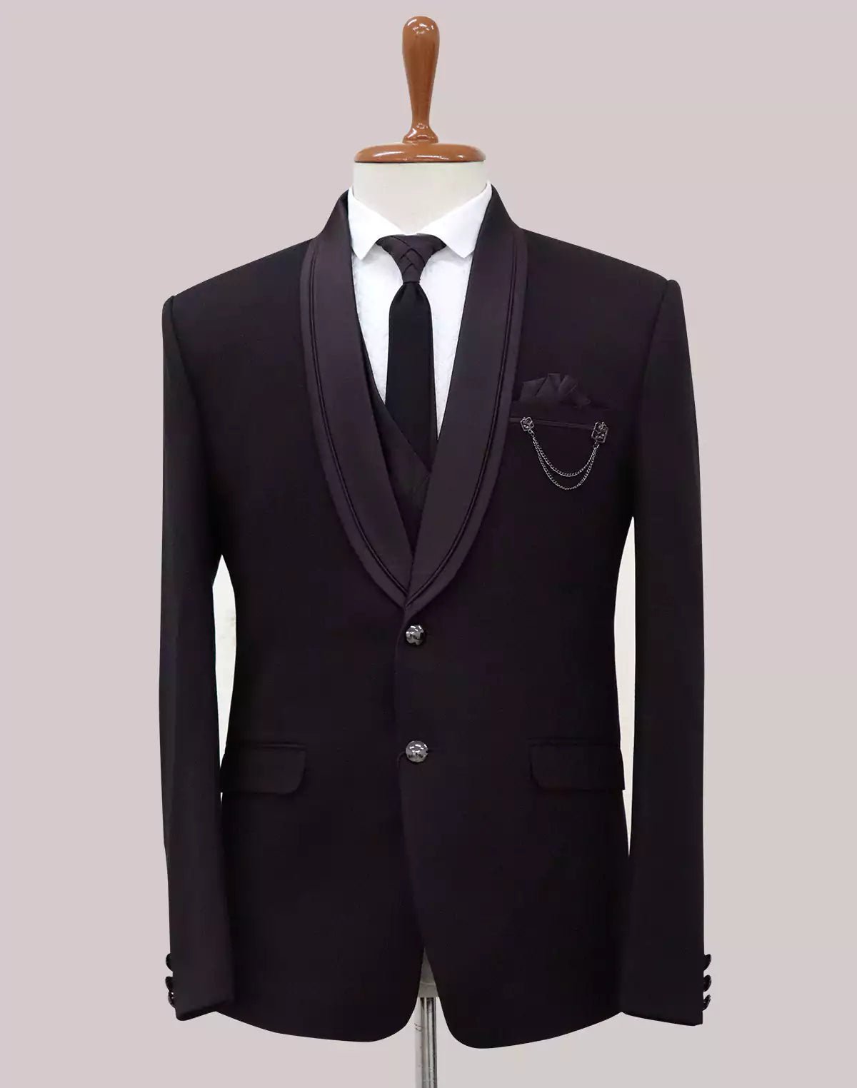 Image of Maroon Solid Polyester Terylene 5 Pc Designer Suit - South India Shopping Mall