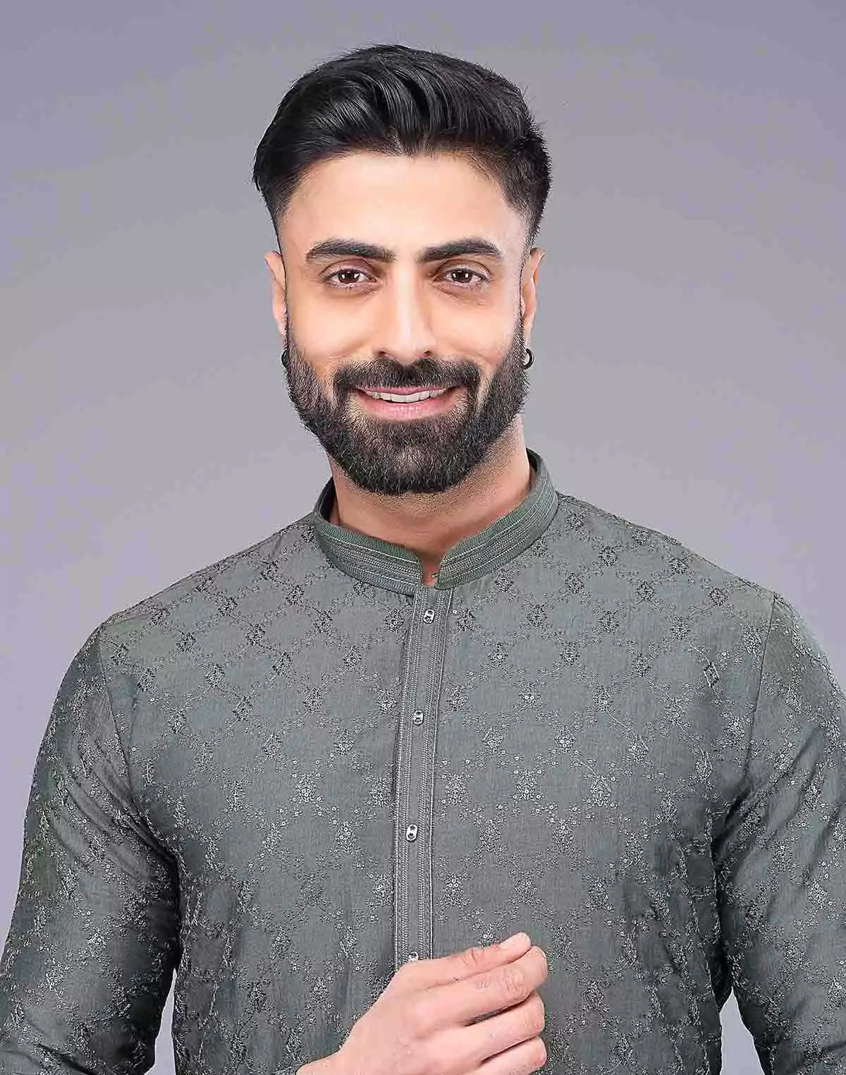 Image of Mehendi Coloured Embellished work Soft Silk Party Wear Kurta Set - South India Shopping Mall