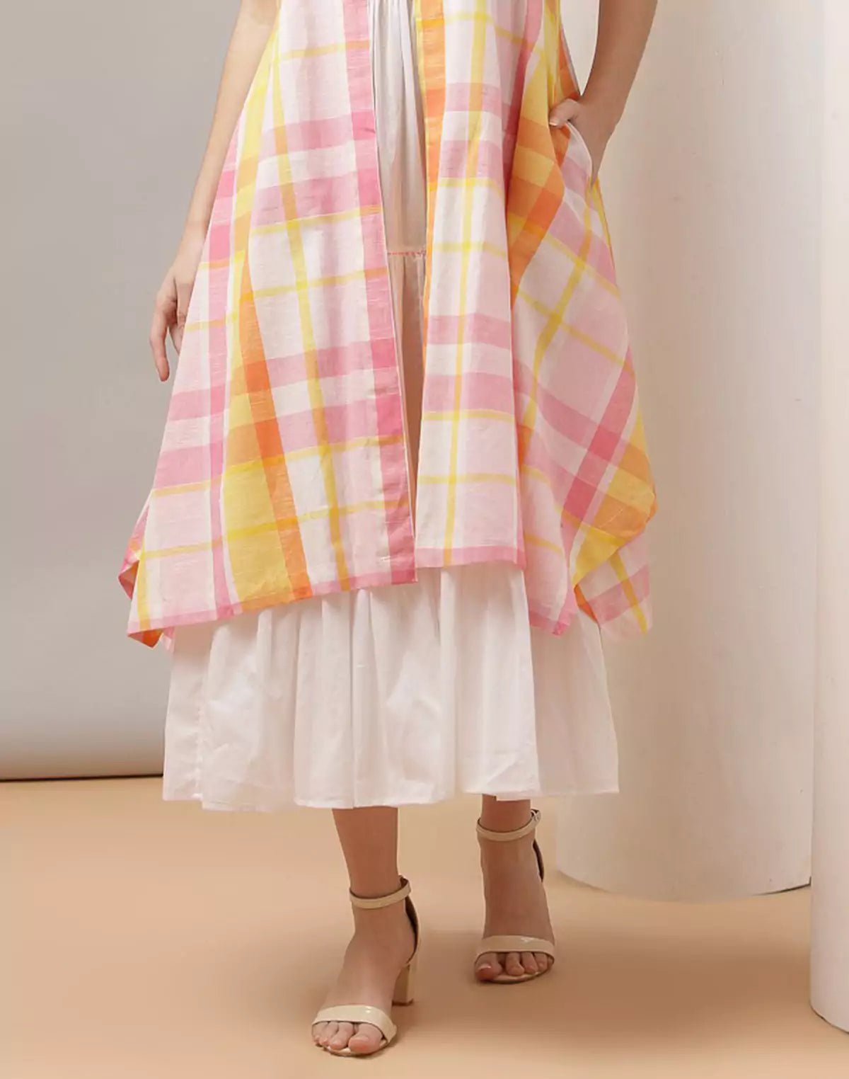 Image of Multi Color Cotton Party Wear Kurti with Shrug - South India Shopping Mall