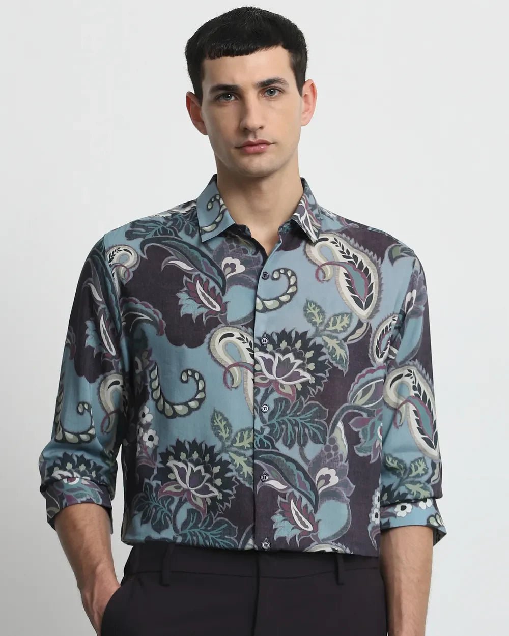 Multi Color Floral Digital Print Cotton Full Sleeve Shirt – South India ...