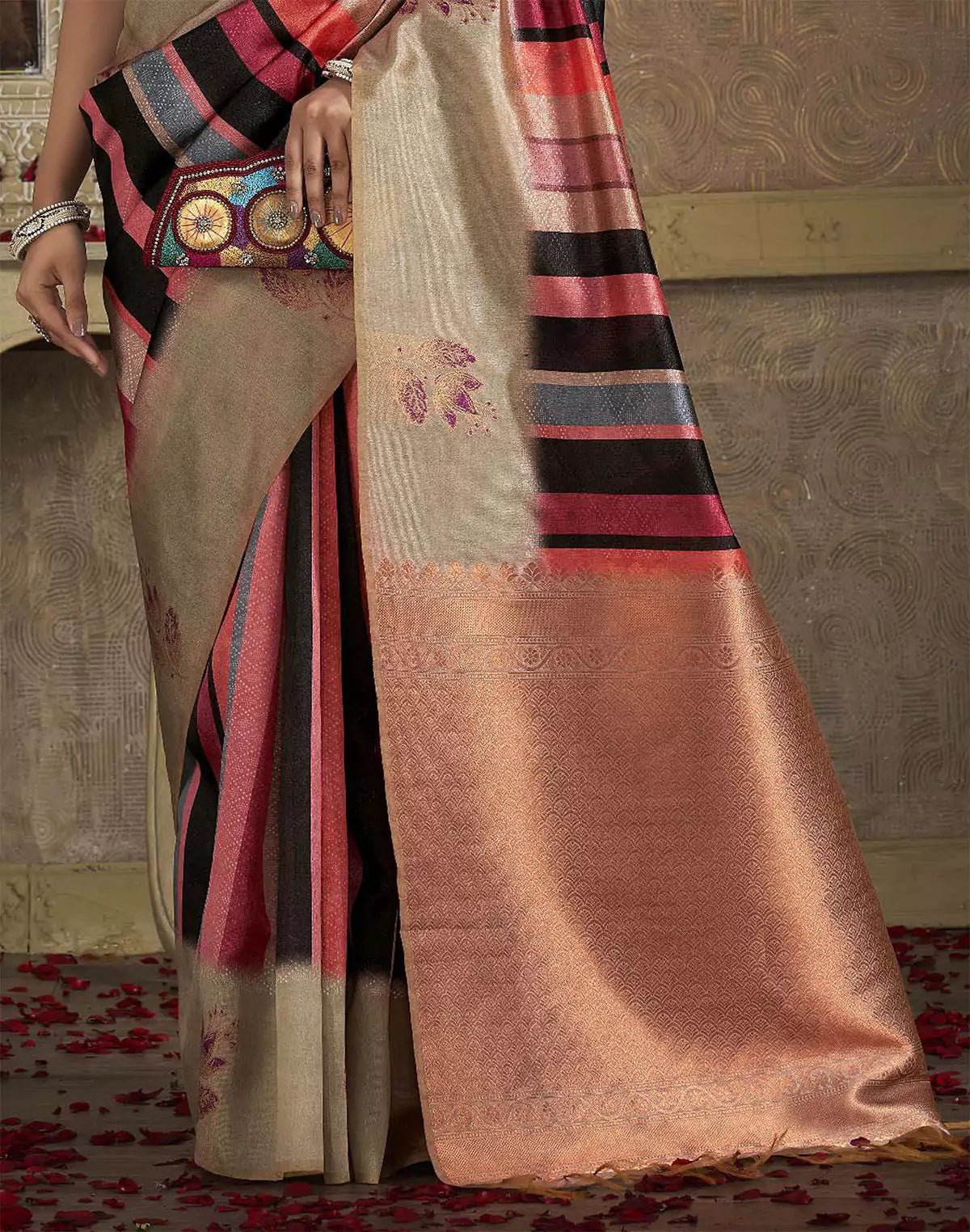 Image of Multi Colour Printed Organza Saree - South India Shopping Mall