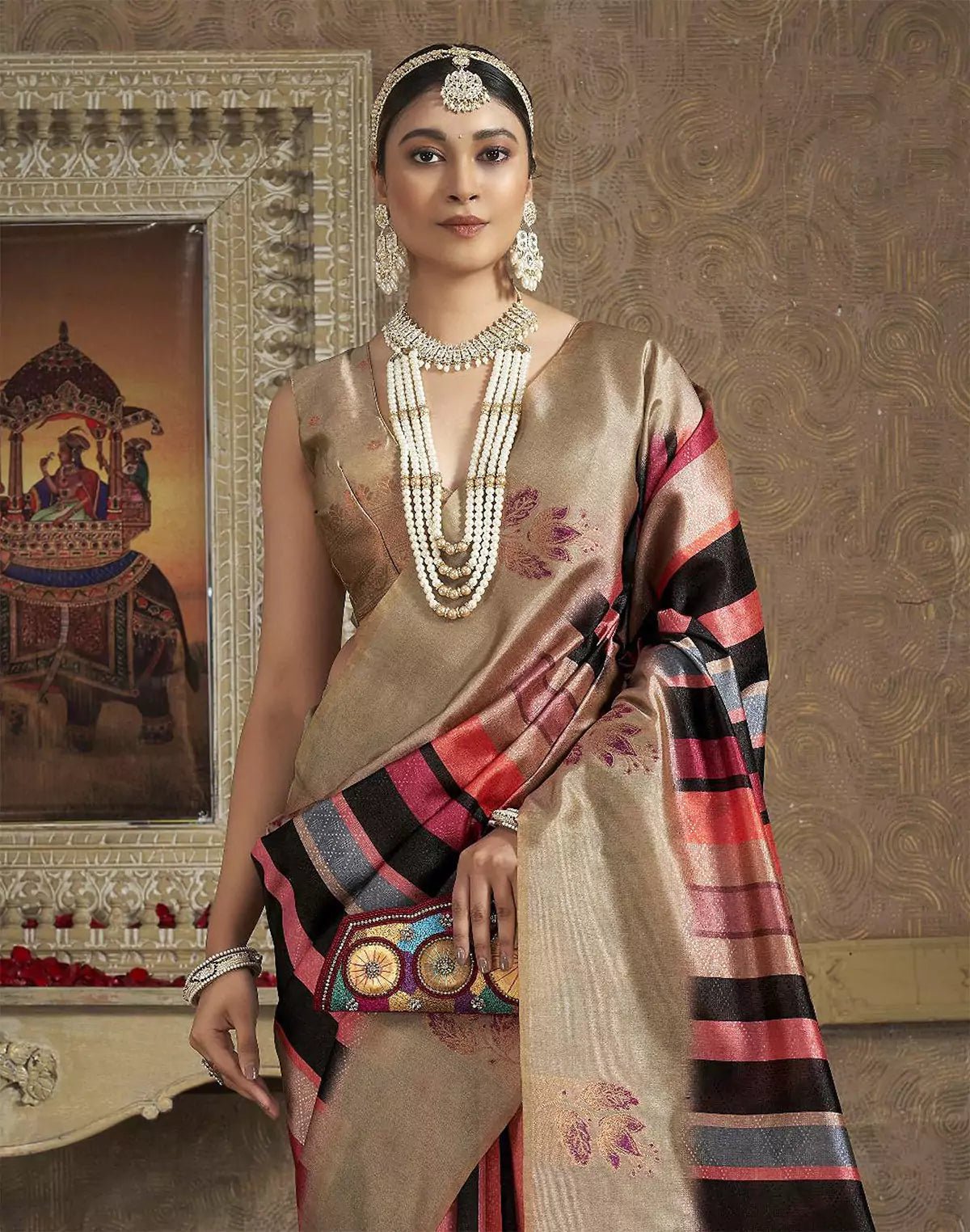 Image of Multi Colour Printed Organza Saree - South India Shopping Mall