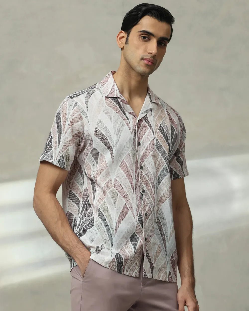 Image of Multi Digital Print Beige Polyester Half Sleeve Casual Men Shirt - South India Shopping Mall