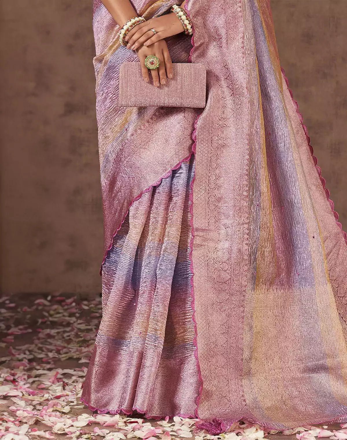 Image of Multi Shaded Organza Party Wear Fancy Saree - South India Shopping Mall