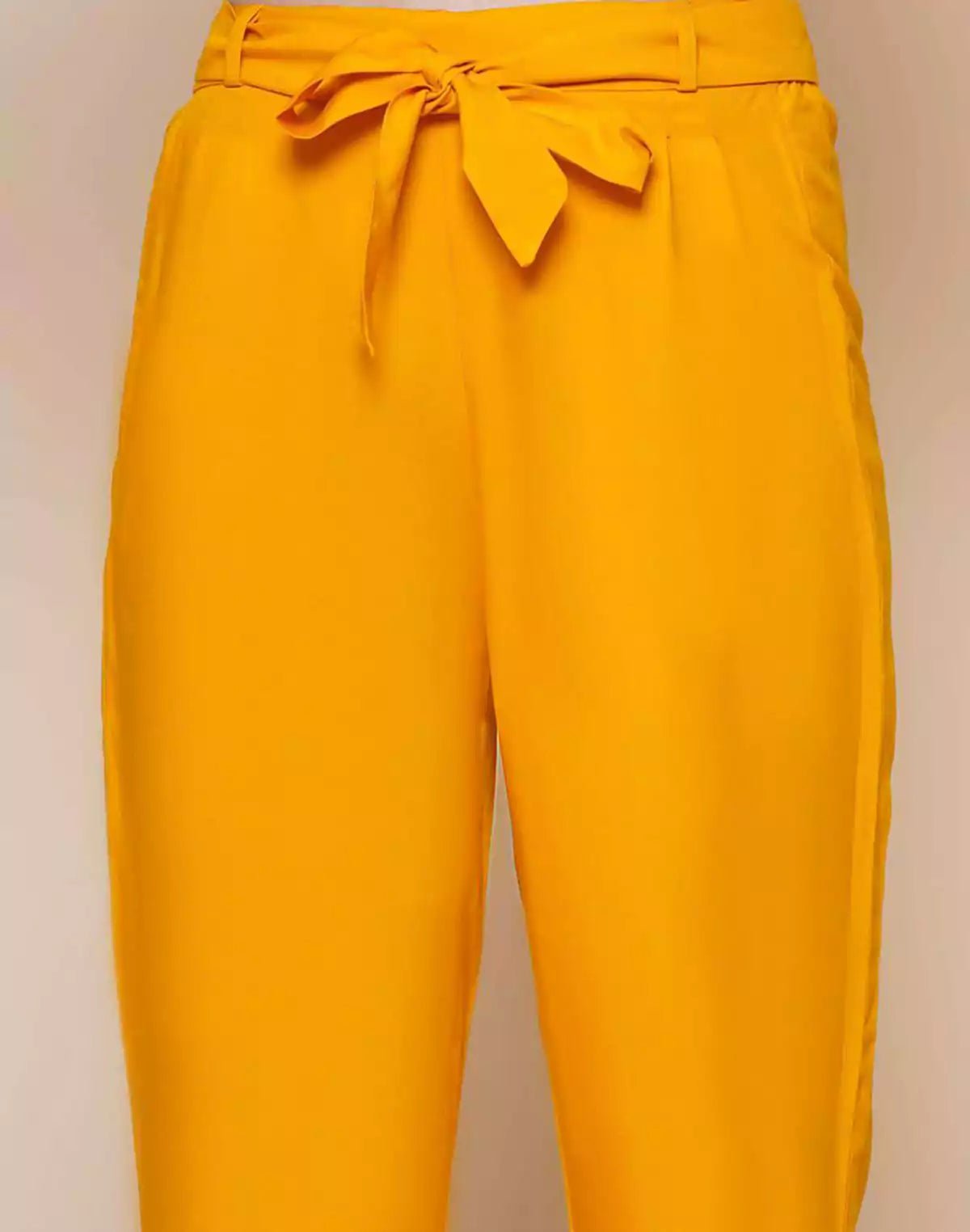 Image of Mustard Plain Viscose Rayon Straight Pant - South India Shopping Mall