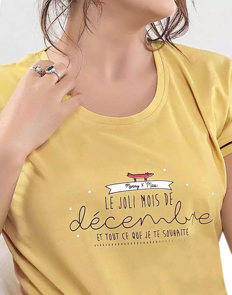 Image of Mustard Typography Cotton Printed Capri Set - South India Shopping Mall