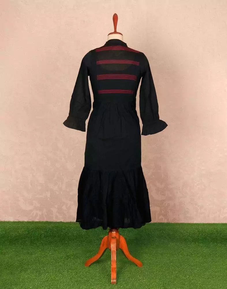 Image of Navy Blue Coloured Plain Cotton Kurti - South India Shopping Mall