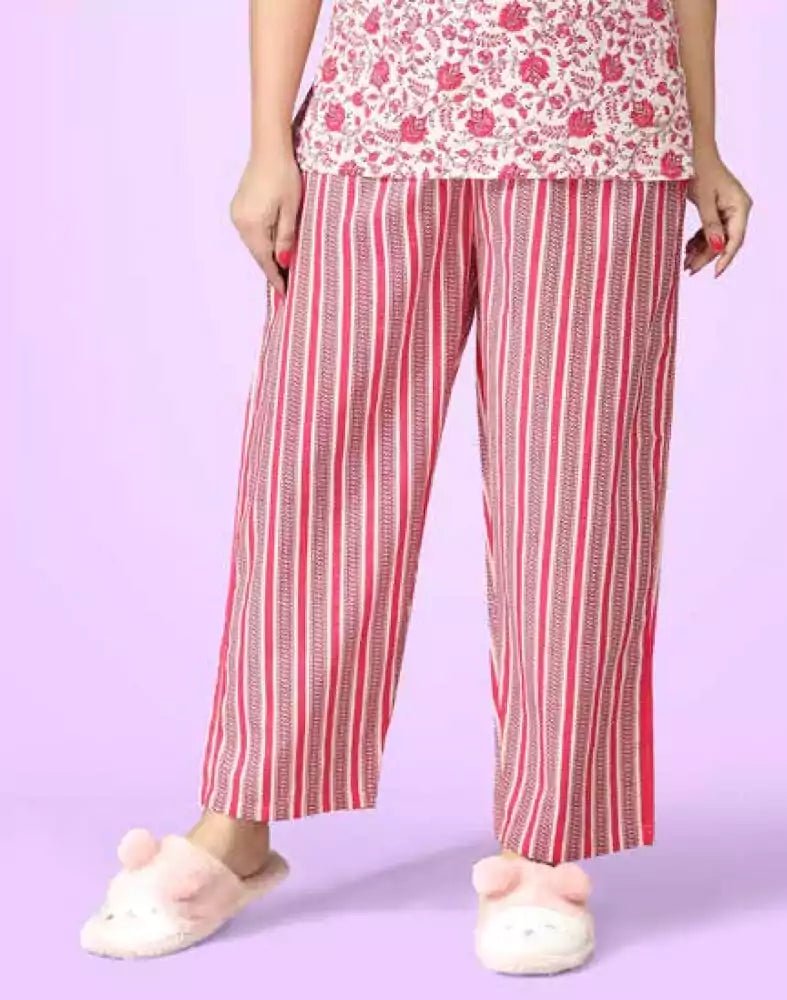 Image of Off White Botanical Printed Night Suit - South India Shopping Mall