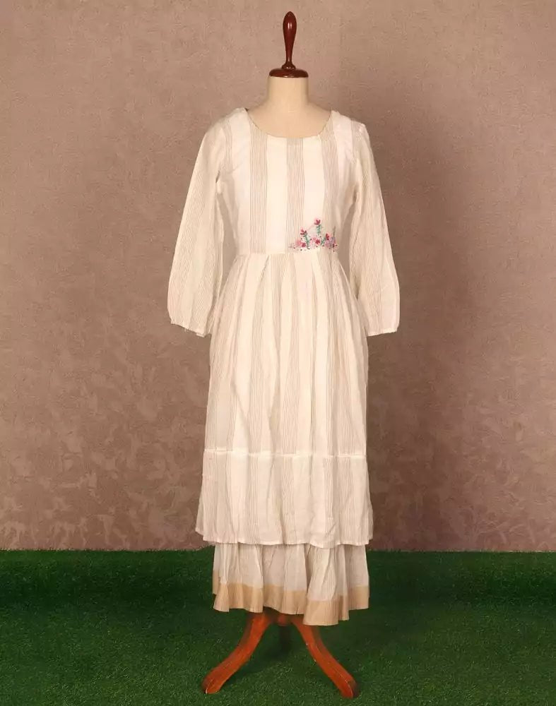 Image of Off White Stripes Print Cotton Kurti - South India Shopping Mall