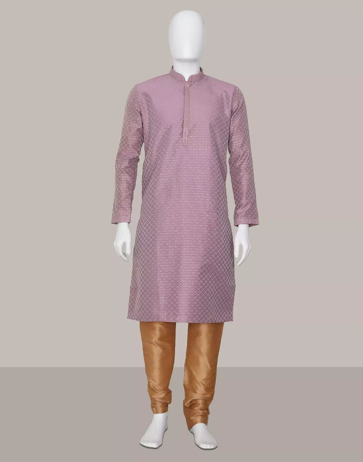 Image of Onion Colour Self Brocade Thread work Jacquard Kurta Set - South India Shopping Mall