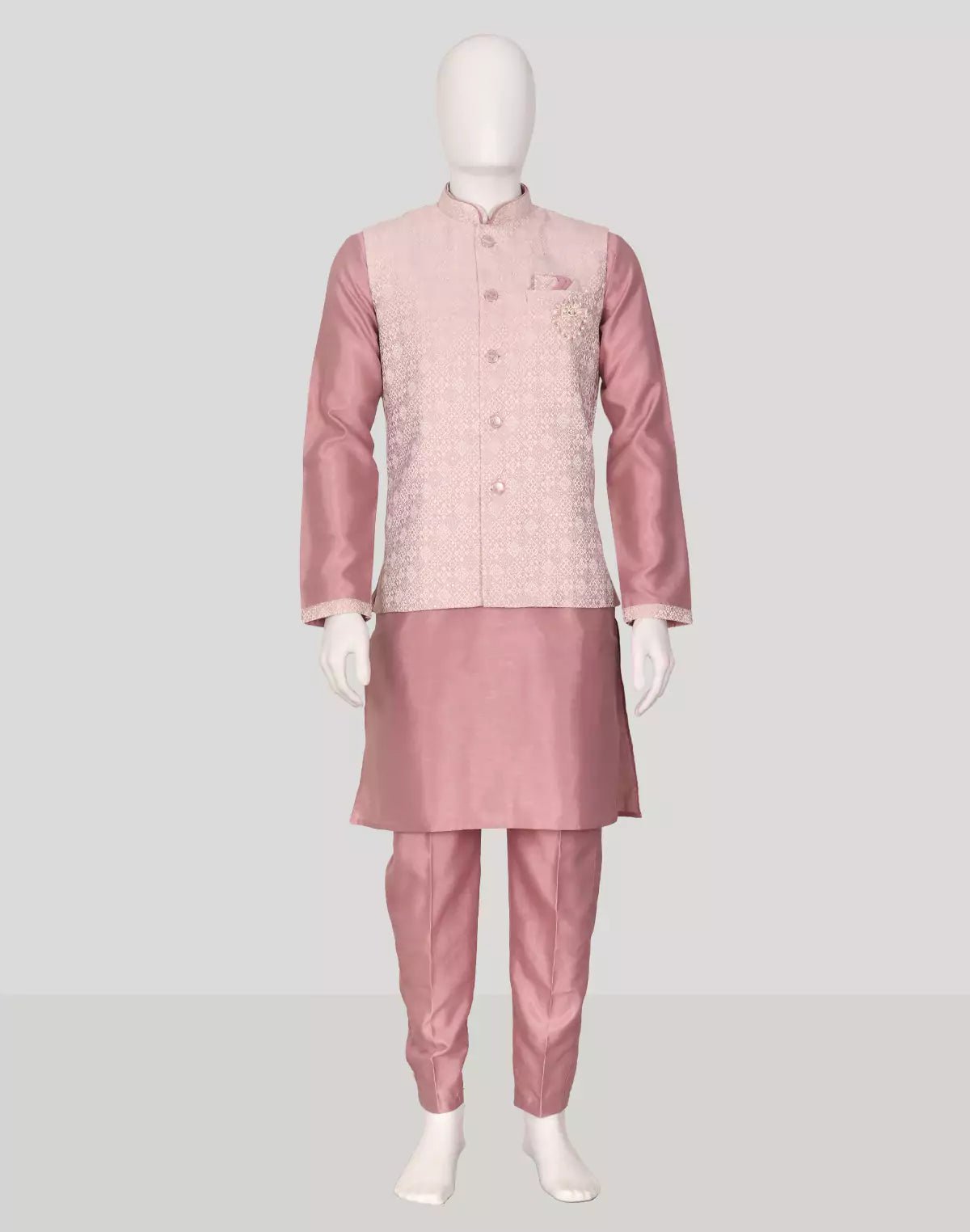 Image of Onion Floral Weaving Jacquard Kurta Jacket Set - South India Shopping Mall