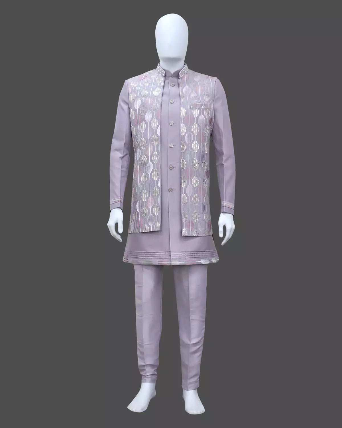 Image of Onion Magnificence Thread and Embellished work Milky Silk Indo Open Jacket - South India Shopping Mall