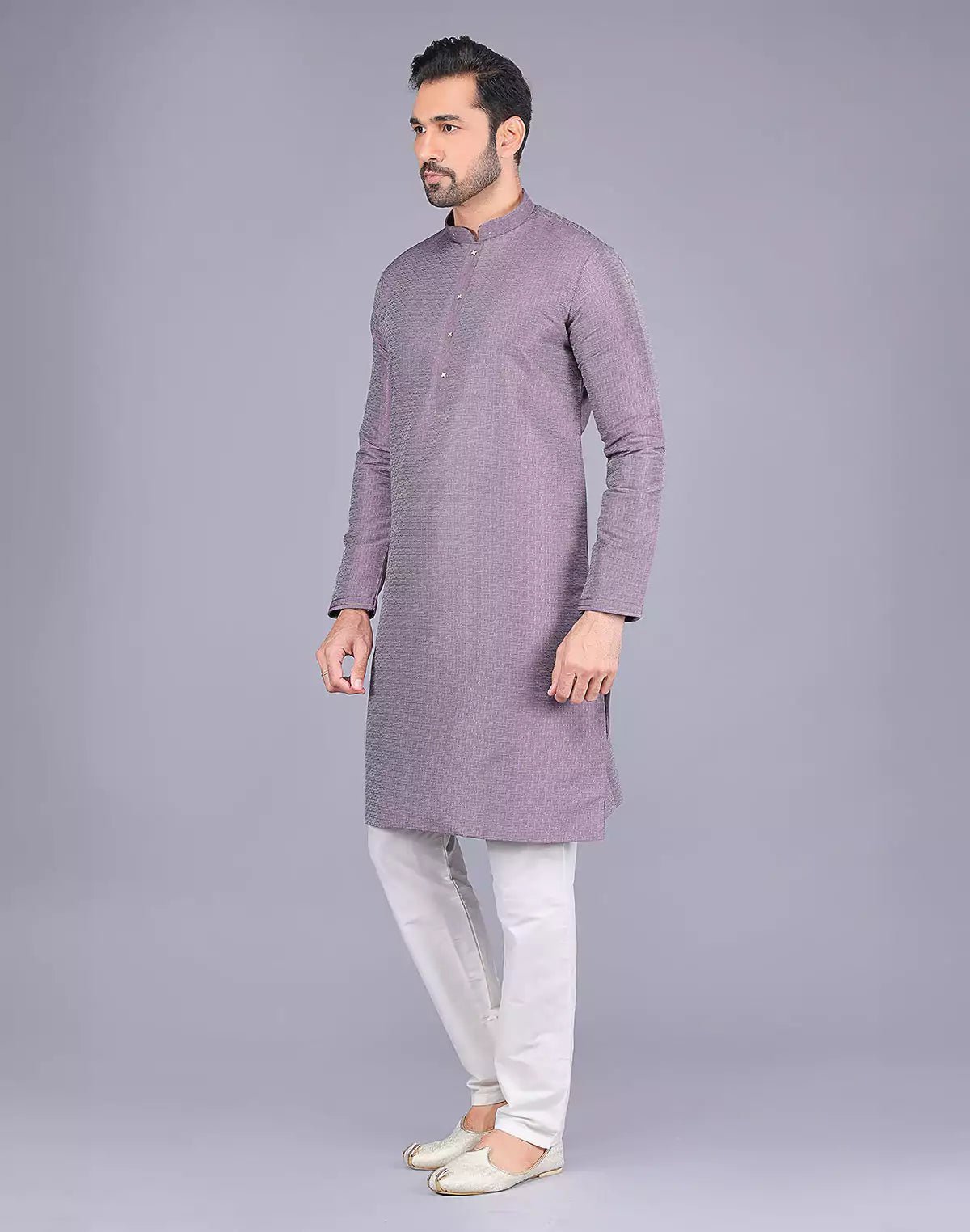 Image of Onion Self Design Soft Silk Stones work Kurta Pyjama Set - South India Shopping Mall