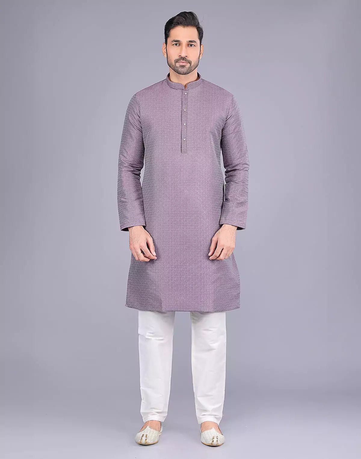 Image of Onion Self Design Soft Silk Stones work Kurta Pyjama Set - South India Shopping Mall