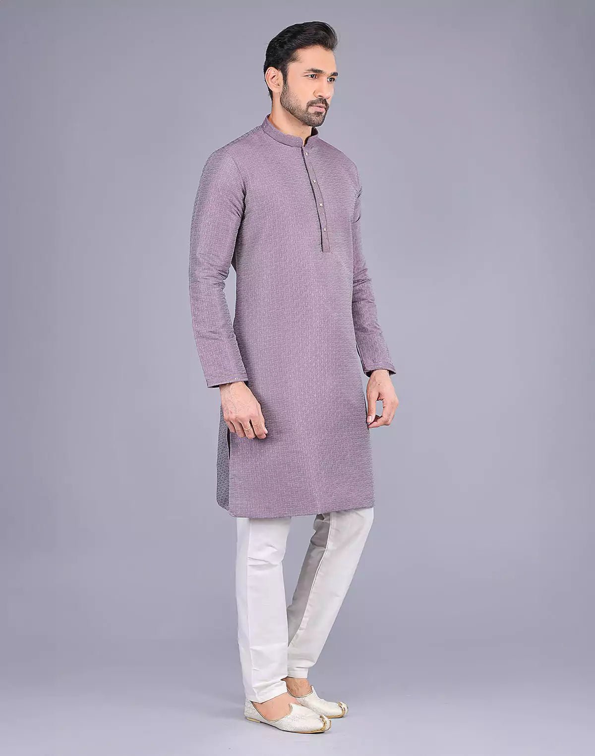 Image of Onion Self Design Soft Silk Stones work Kurta Pyjama Set - South India Shopping Mall