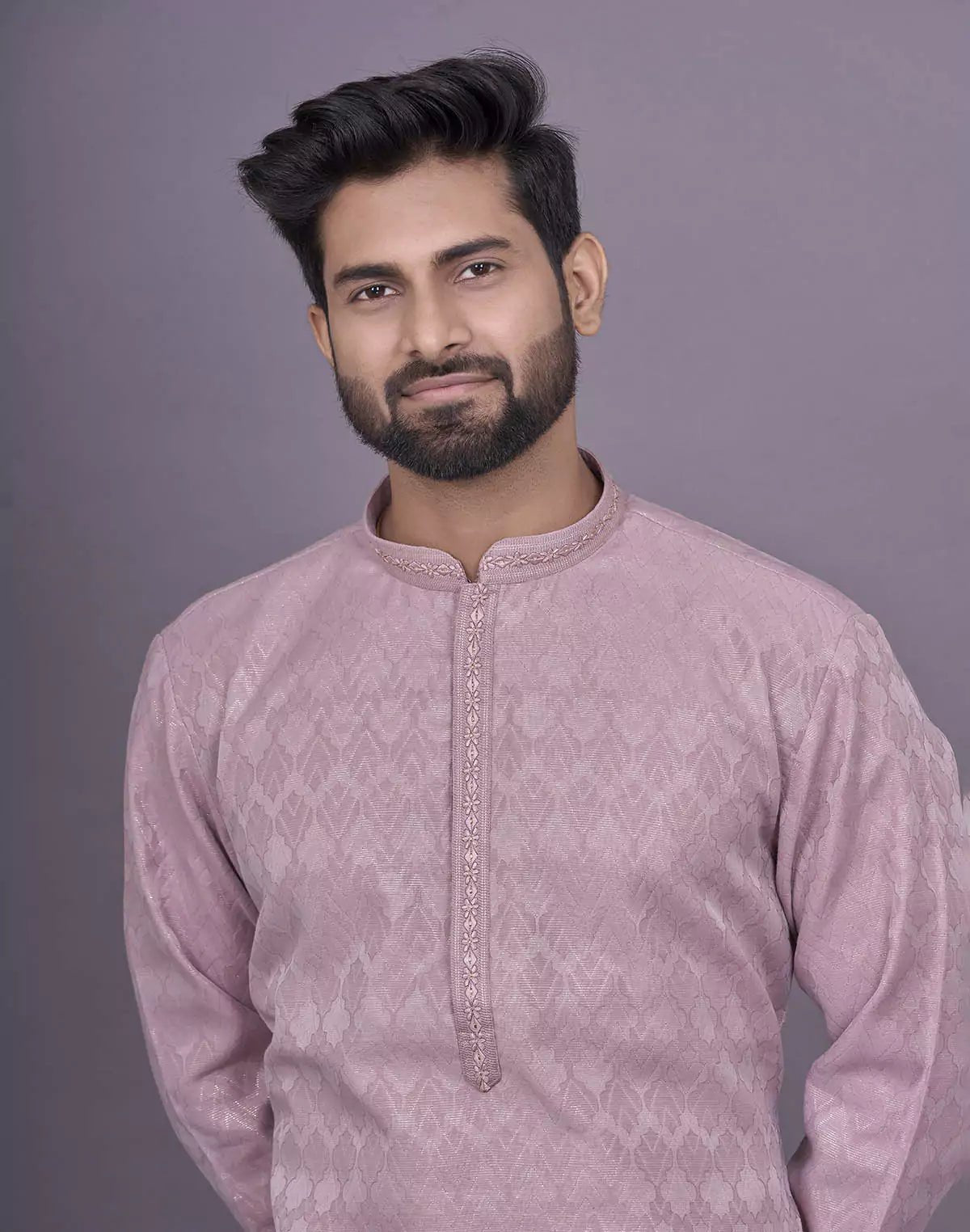 Image of Onion Self Zig Zag Patterned Jacquard Kurta Set - South India Shopping Mall