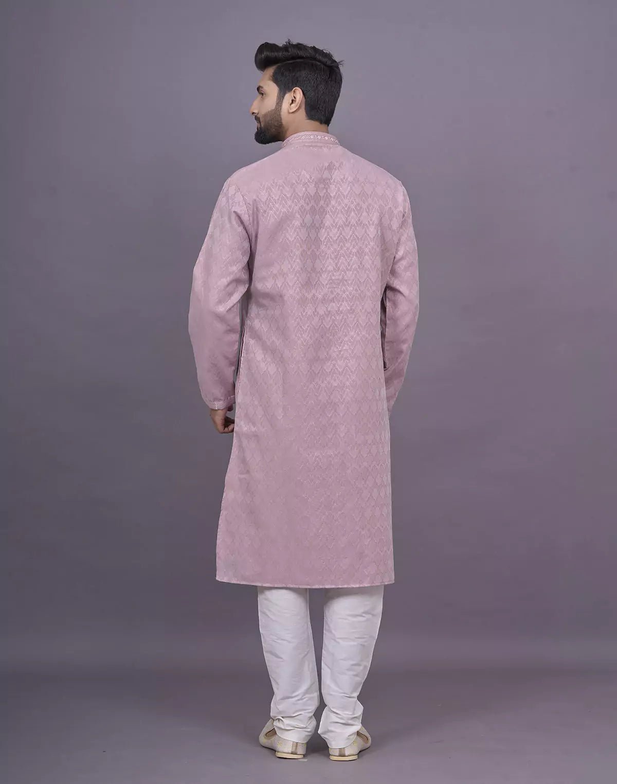 Image of Onion Self Zig Zag Patterned Jacquard Kurta Set - South India Shopping Mall