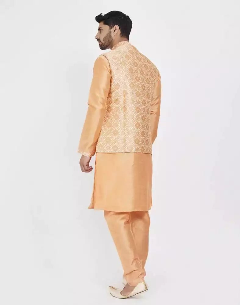 Orange Self Highlighted Design Kurta Set - South India Shopping Mall