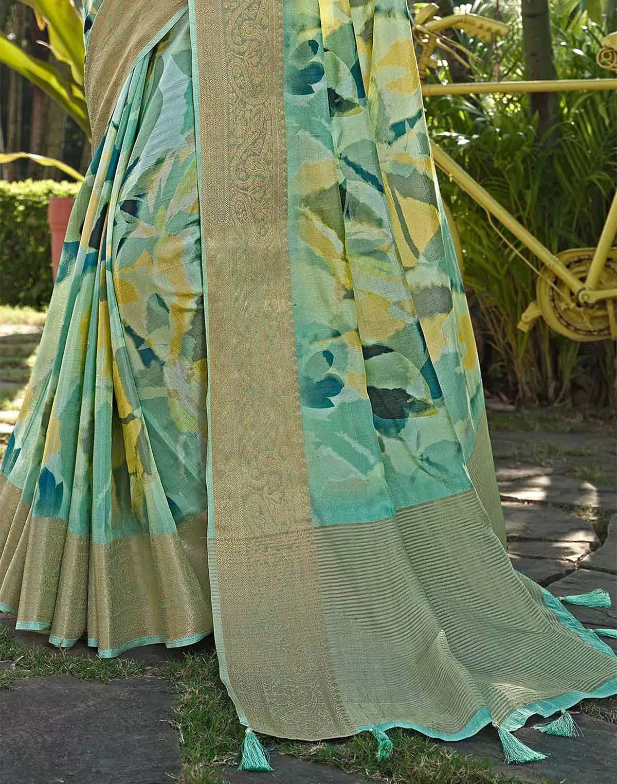 Image of Pastel Green Soft Dola Silk Saree - South India Shopping Mall