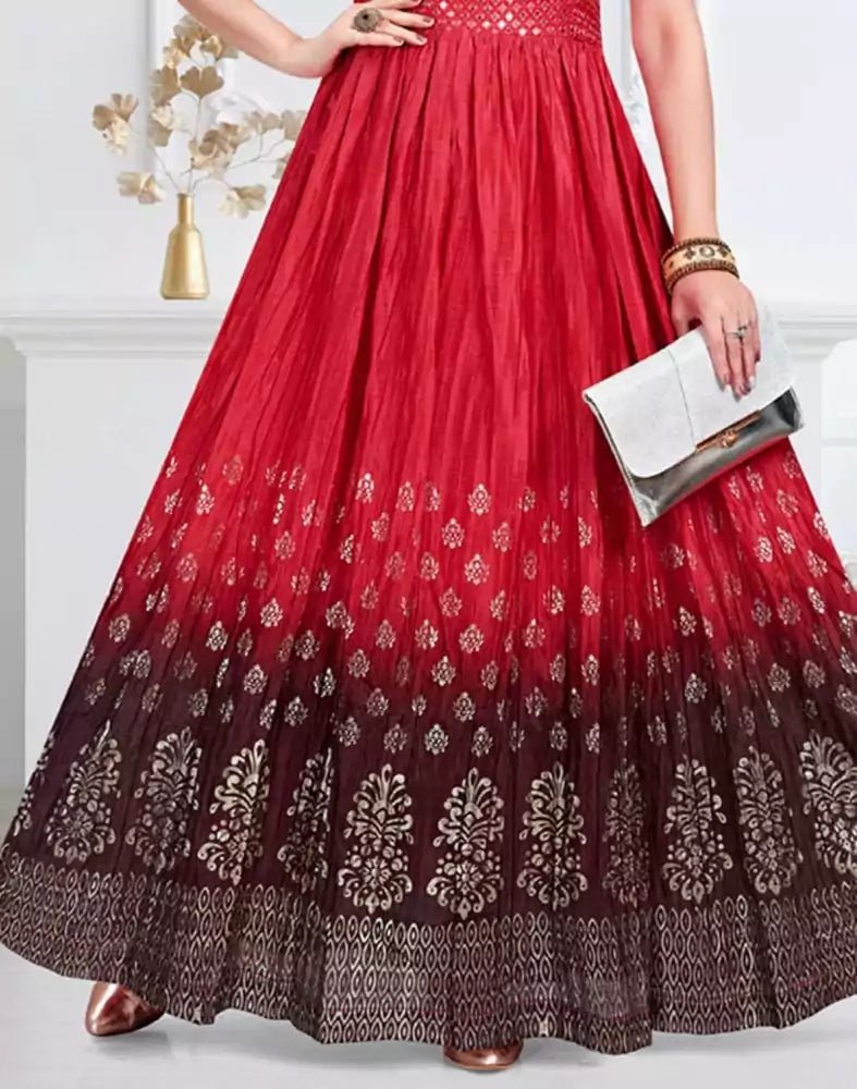 Image of Peach Coloured Embellished work Silk Fabric Kurti - South India Shopping Mall