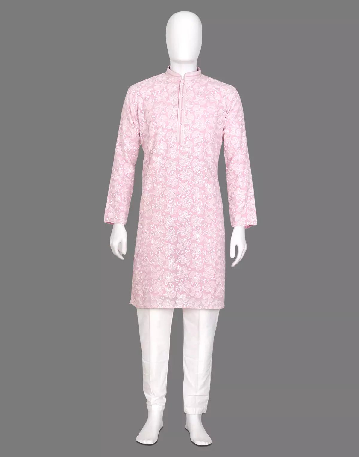 Image of Peach Ethnic and Embroidered work Georgette Kurta Pyjama Set - South India Shopping Mall