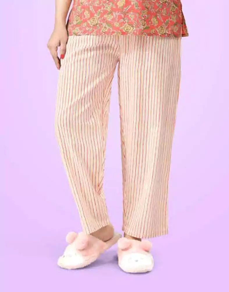 Image of Peach Floral Cotton Printed Night Suit - South India Shopping Mall