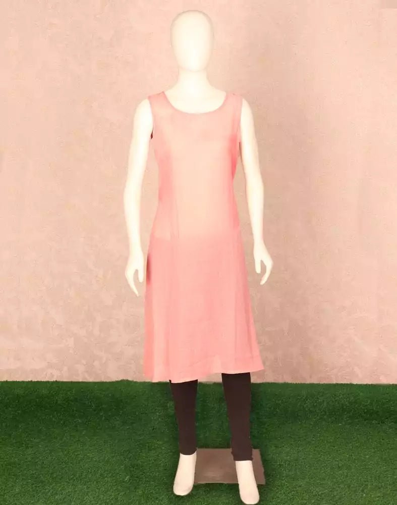 Image of Peach Floral Print Georgette Kurti - South India Shopping Mall