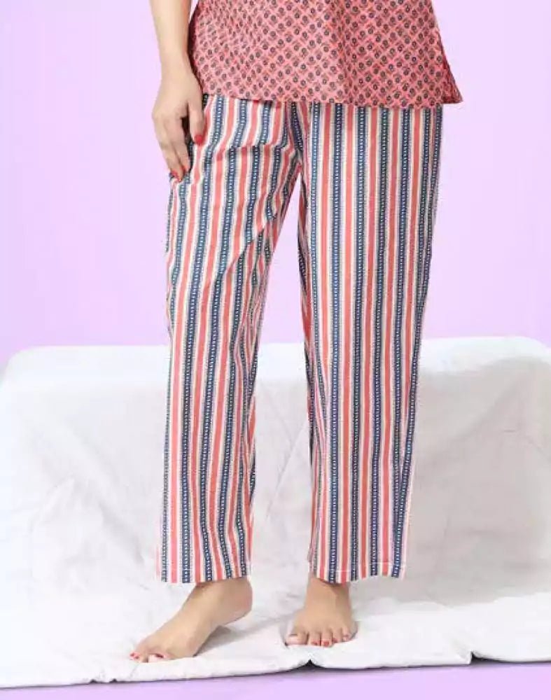 Image of Peach Floral Printed Cotton Night Suit - South India Shopping Mall