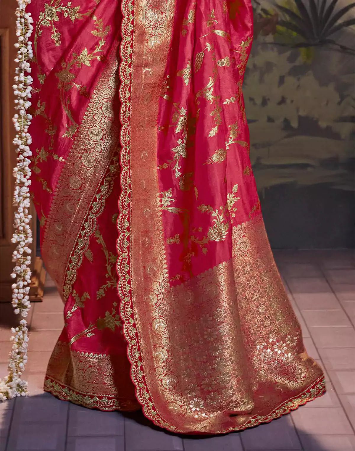 Pink Color Pure Dola Silk Saree With Contrast Designerwork Blouse - South India Shopping Mall