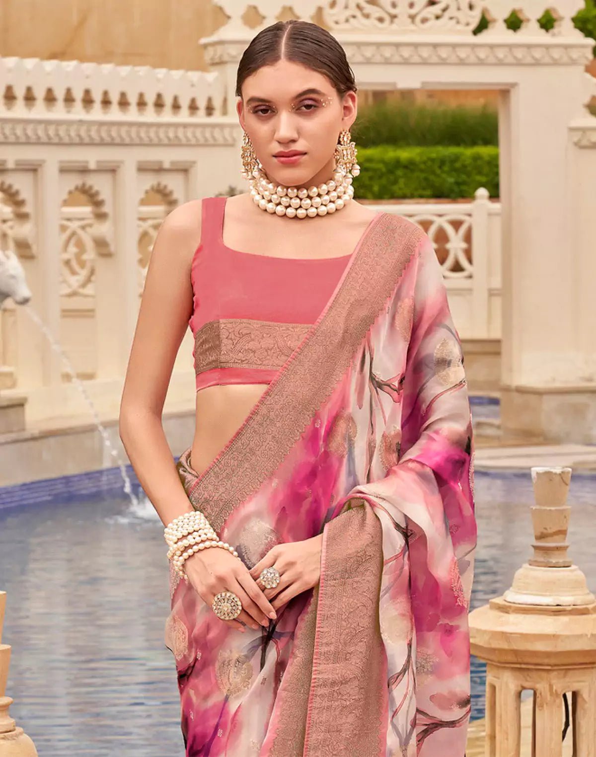 Image of Pink Coloured Graphic Print Art Silk Trendy Saree - South India Shopping Mall