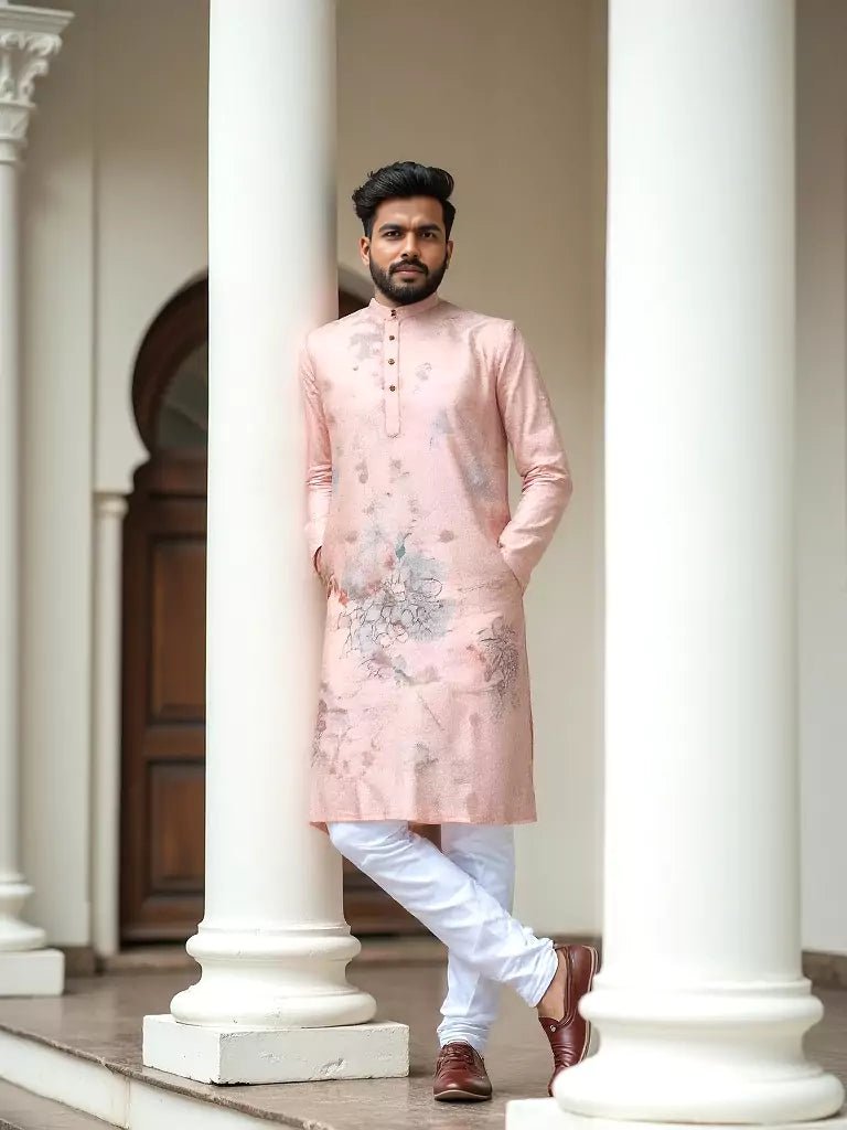 Image of Pink Digital Print Cotton Trending Designer Kurta - South India Shopping Mall