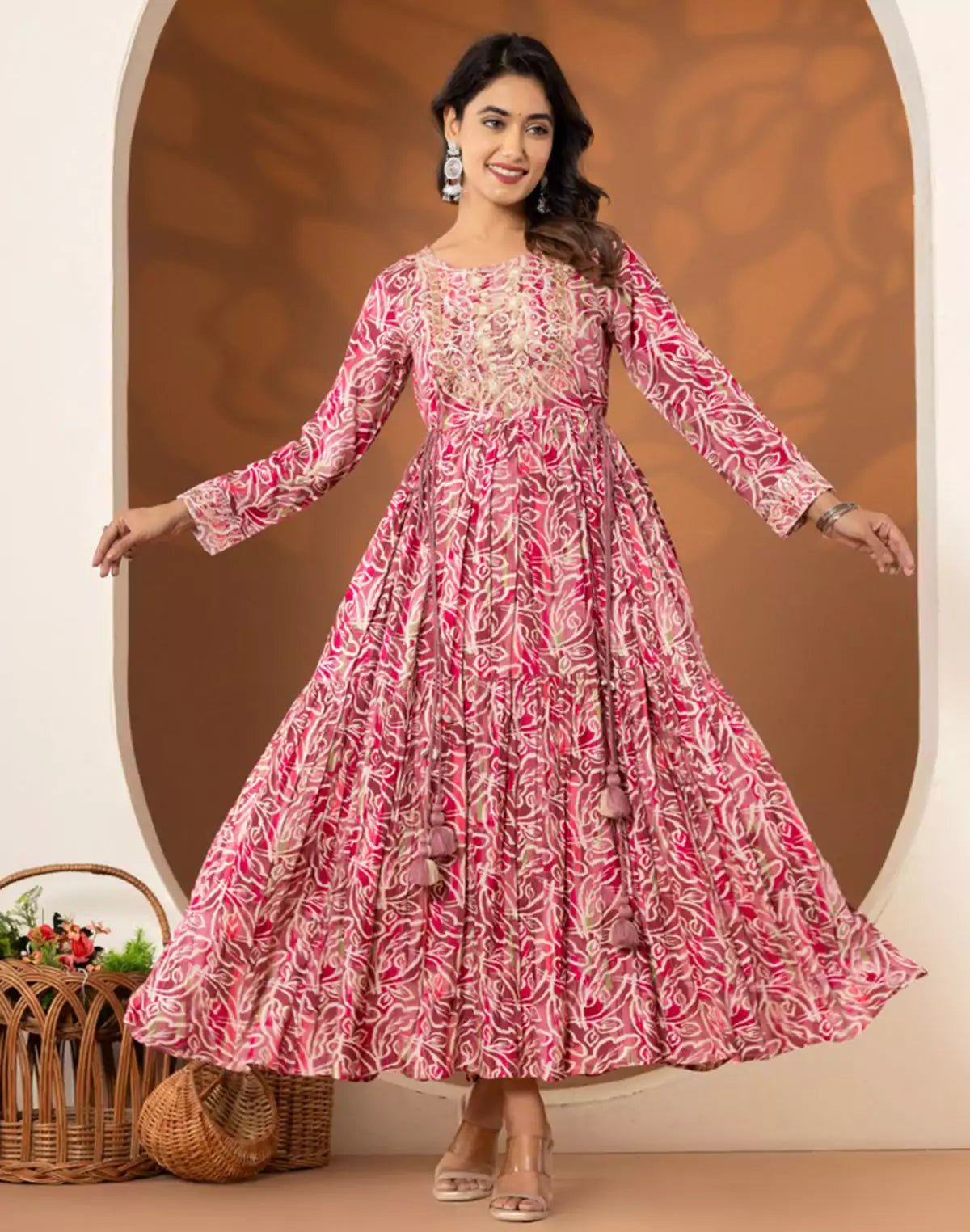 Image of Pink Rayon Party Wear Trendy Kurti - South India Shopping Mall