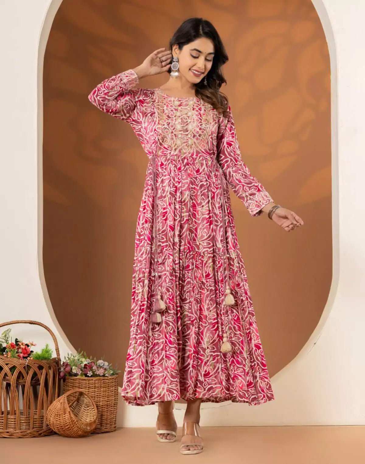 Image of Pink Rayon Party Wear Trendy Kurti - South India Shopping Mall