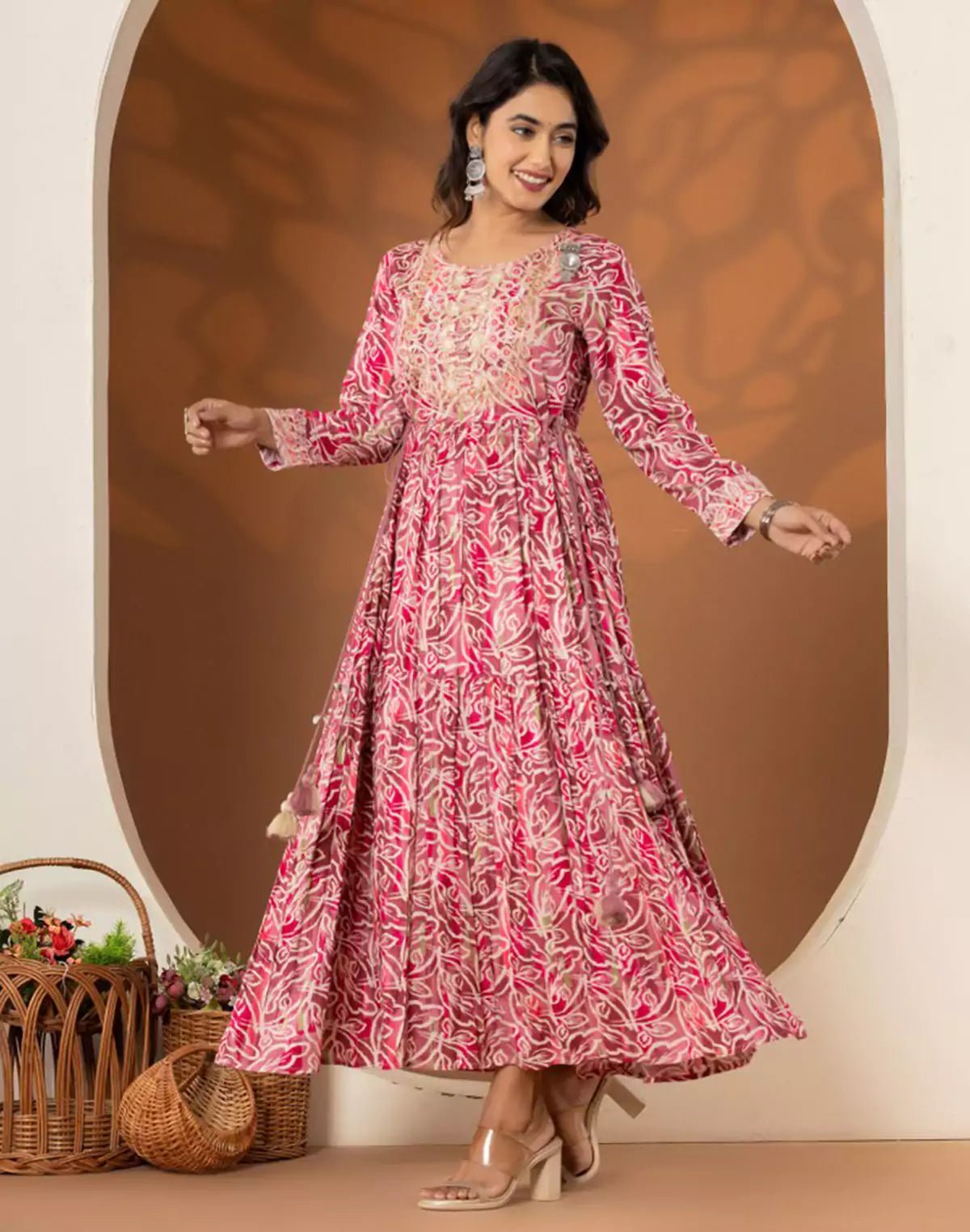 Image of Pink Rayon Party Wear Trendy Kurti - South India Shopping Mall