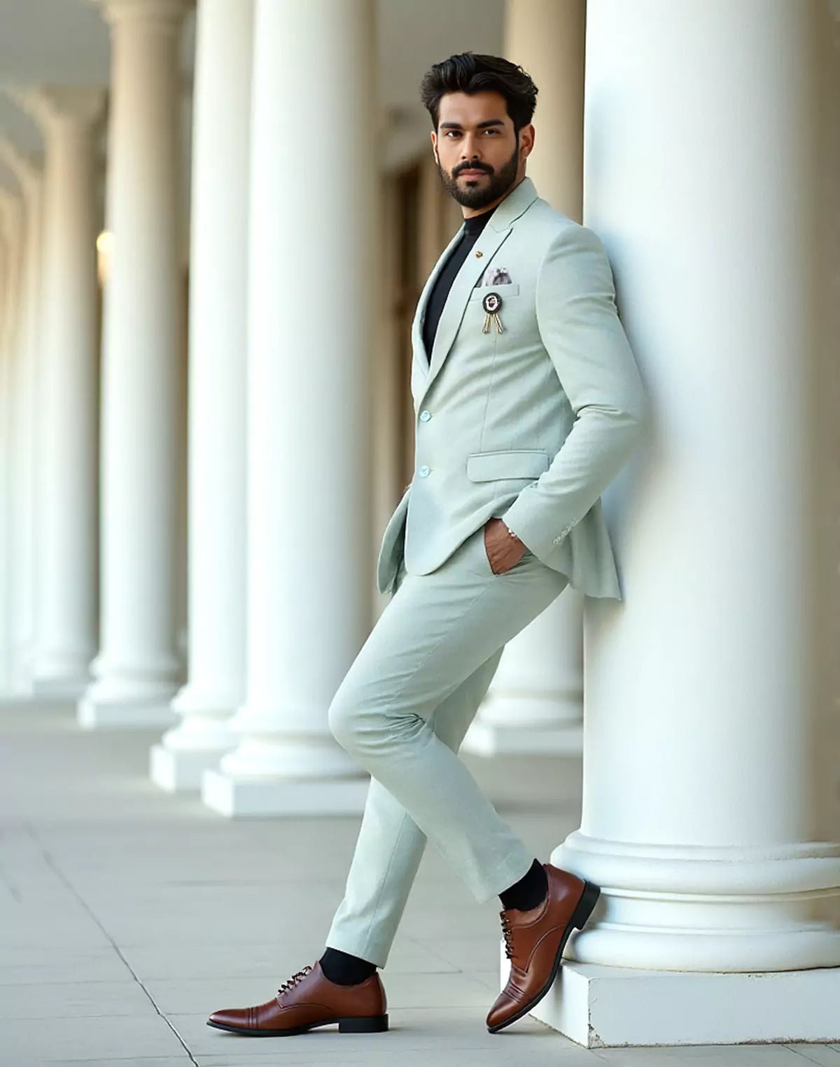 Image of Pista Colour Solid Georgette Polyester Lycra Blazer - South India Shopping Mall