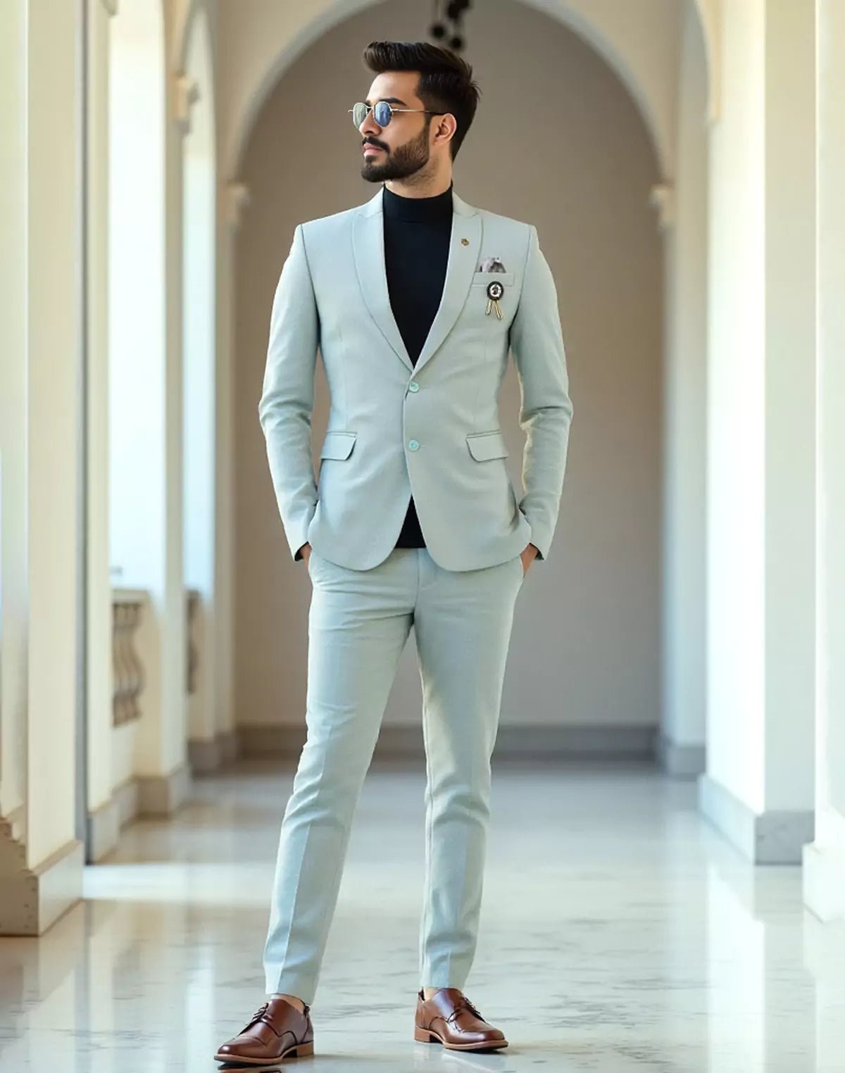 Image of Pista Colour Solid Georgette Polyester Lycra Blazer - South India Shopping Mall