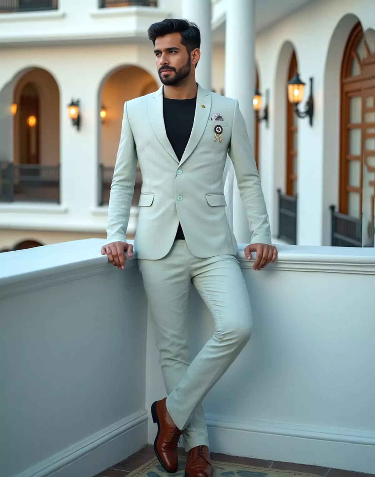 Image of Pista Colour Solid Georgette Polyester Lycra Blazer - South India Shopping Mall