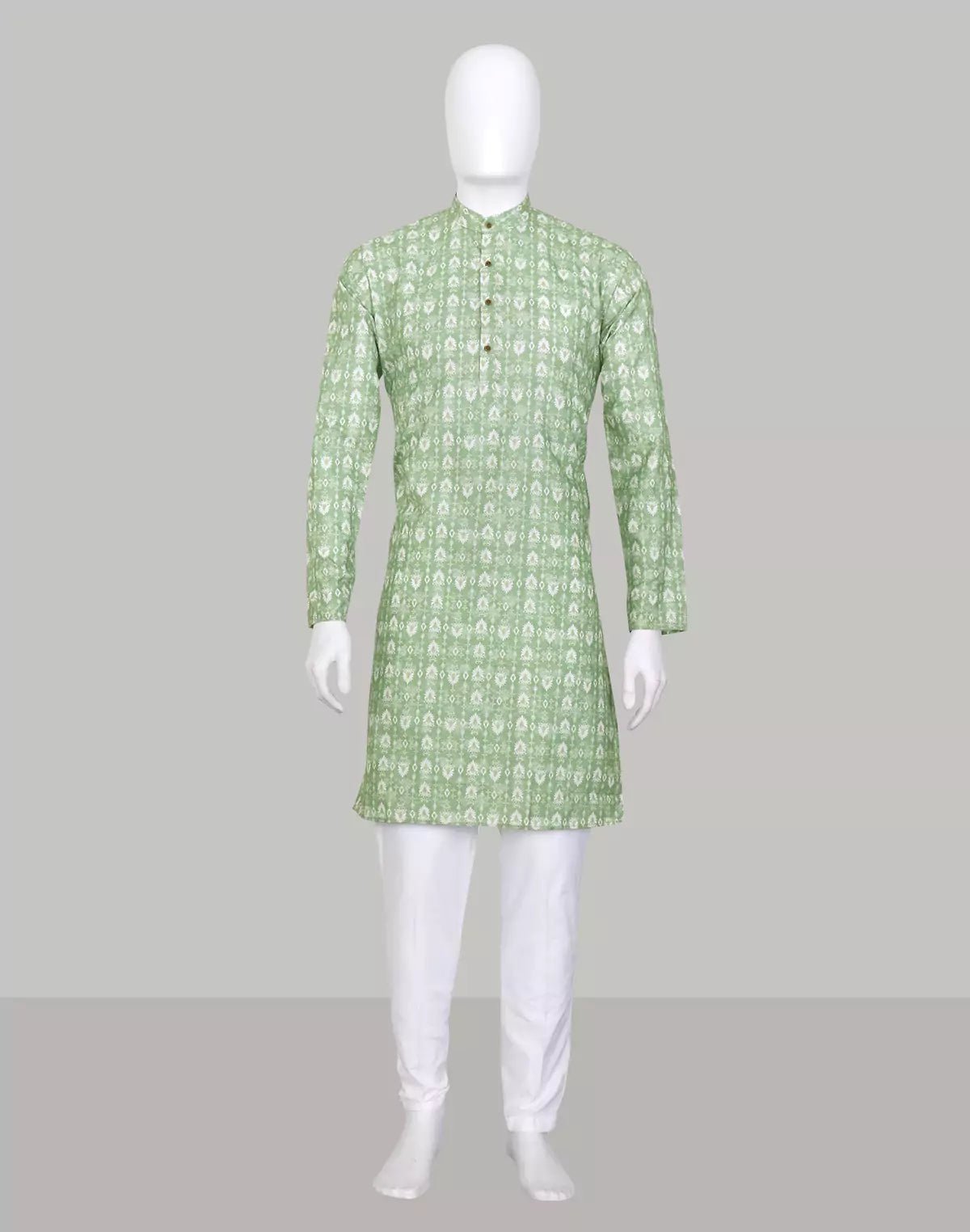 Image of Pista Floral Ethnic Motifs Cotton Kurta Set - South India Shopping Mall