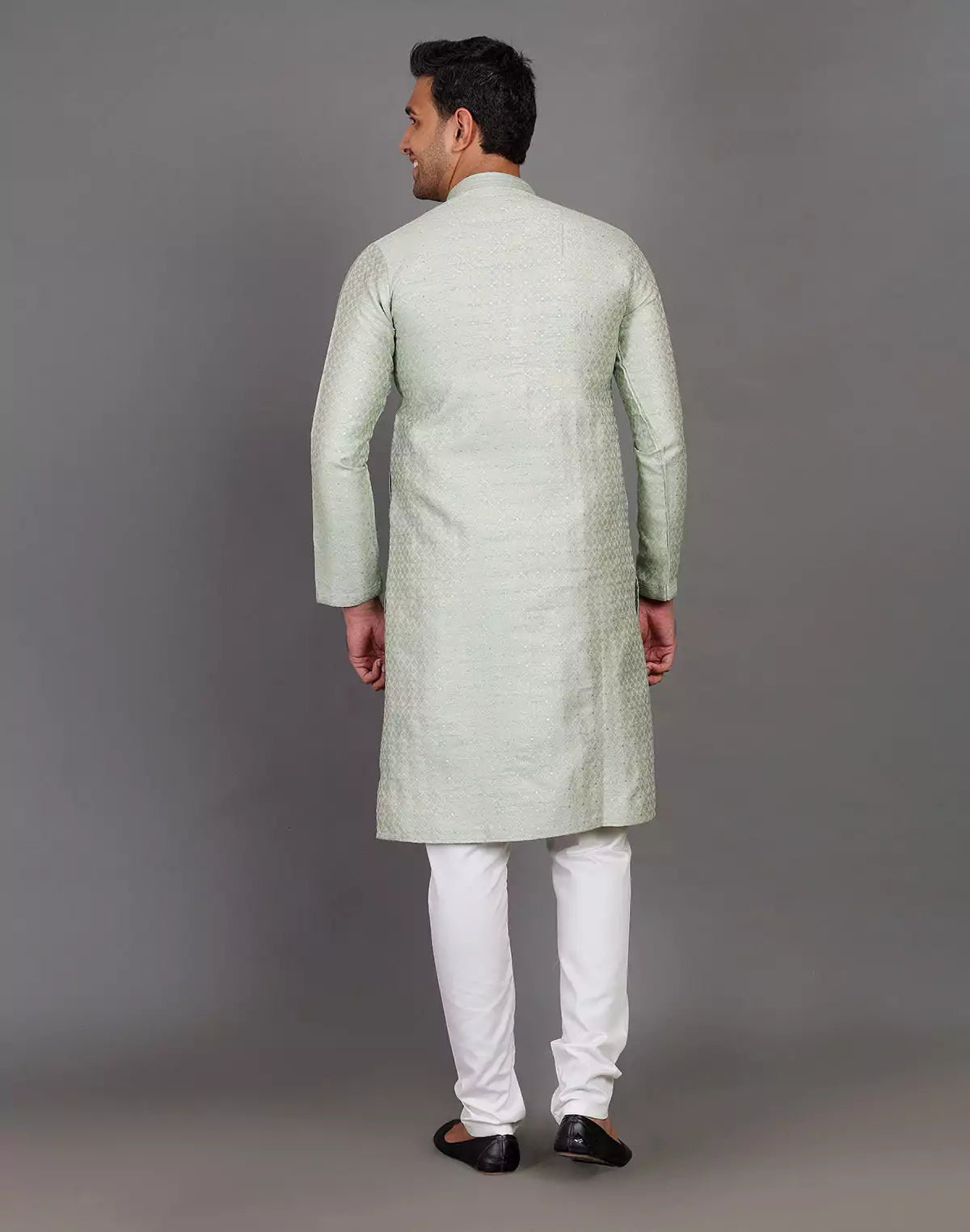Image of Pista Green Thread With Brocade Design Soft Silk Kurta Set - South India Shopping Mall