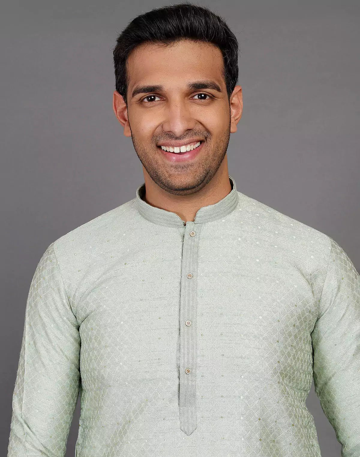 Image of Pista Green Thread With Brocade Design Soft Silk Kurta Set - South India Shopping Mall