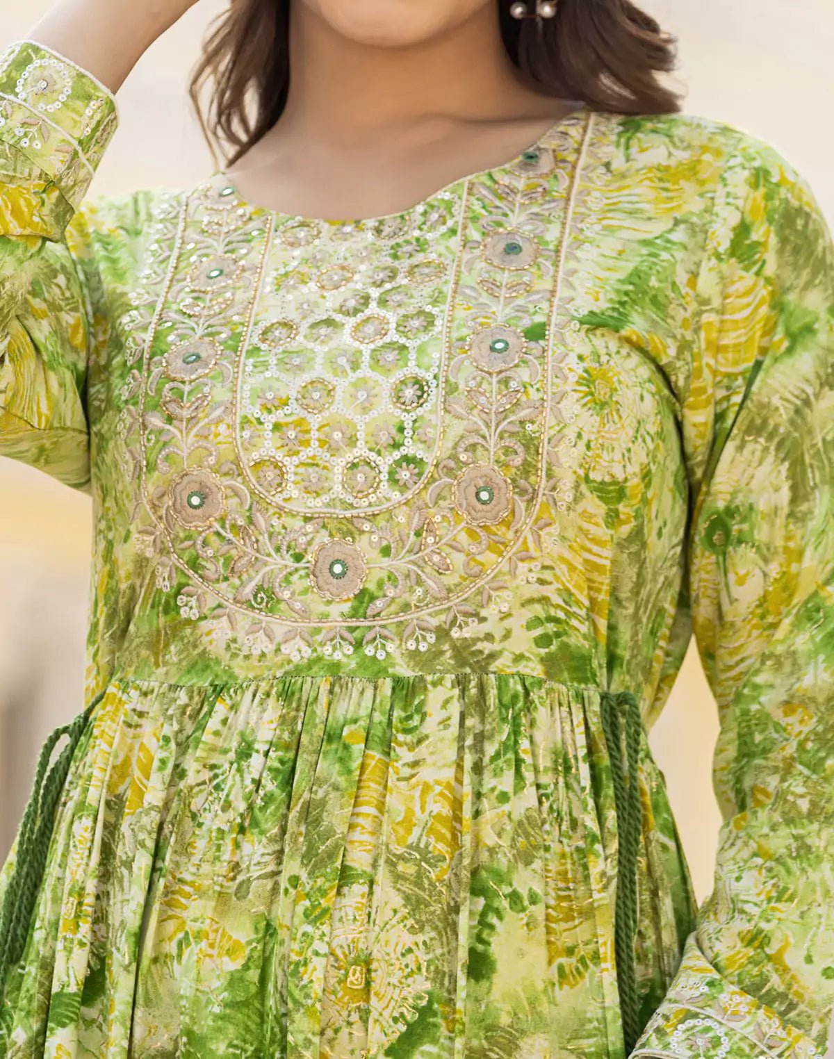 Image of Pista Green Yoke Design Rayon Kurti - South India Shopping Mall