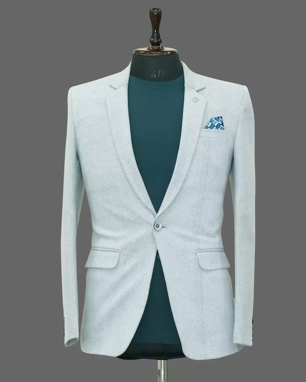 Image of Pista Suede and Giza Cotton Blazer - South India Shopping Mall
