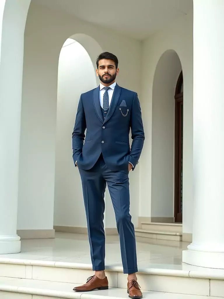 Image of Polyester Terylene Solid Rama 5 Pc Designer Suit - South India Shopping Mall