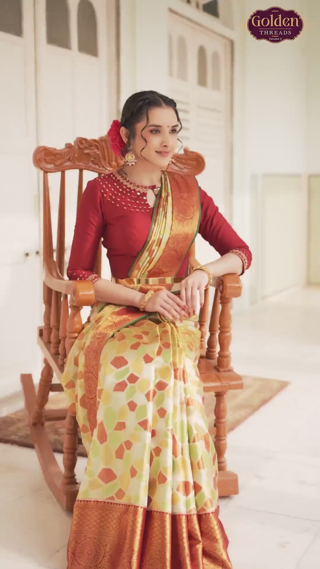 Image of Multi Color Tissue Jaal Pure Silk Saree With Contrast Blouse