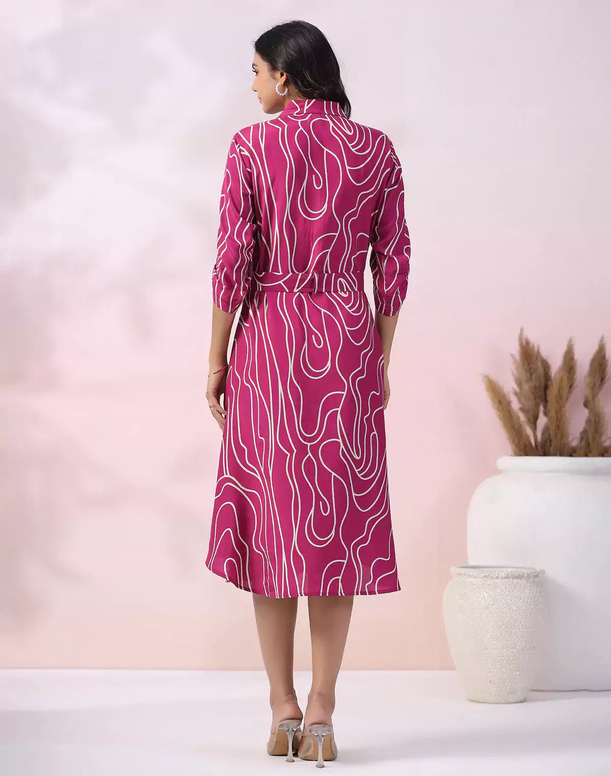 Image of Purple Graphic Print Soft Silk Kurti With Belt - South India Shopping Mall