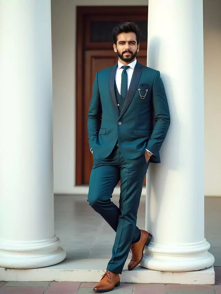 Image of Rama Coloured Polyester Terry Cotto 5 Pc Designer Suit - South India Shopping Mall