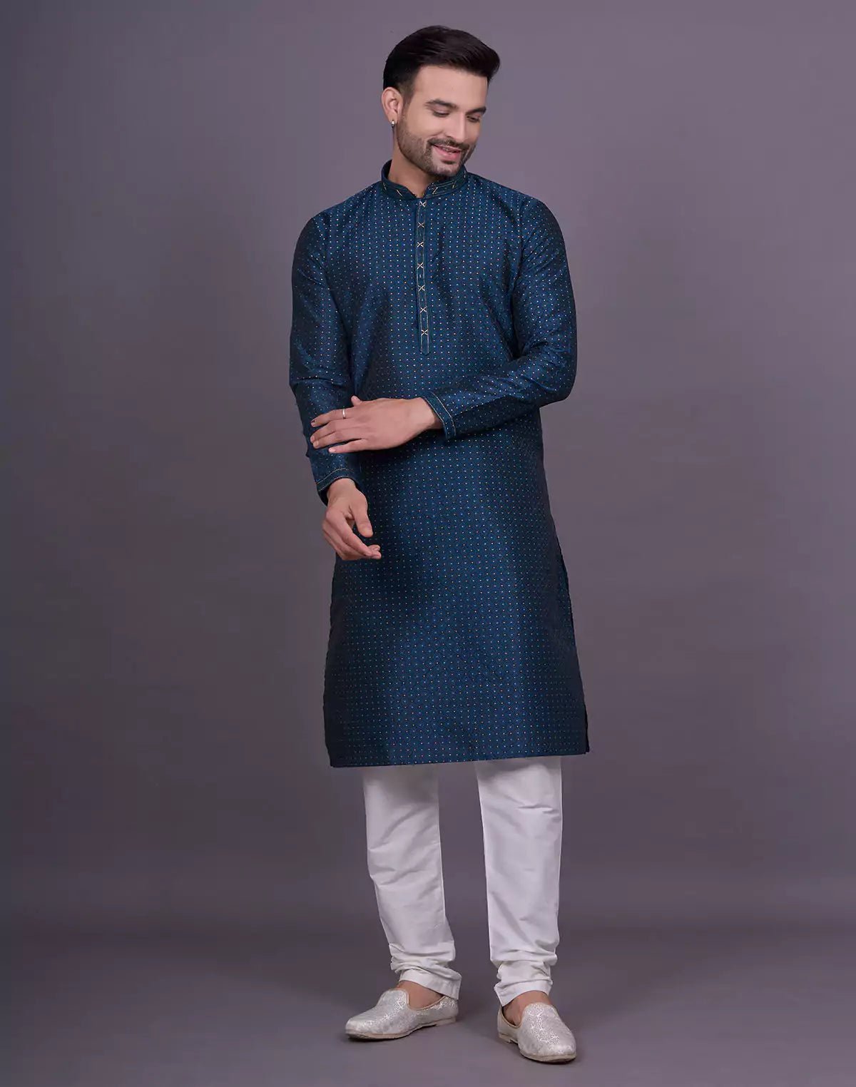 Image of Rama Self Brocade Weaving Jacquard Kurta Pyjama - South India Shopping Mall