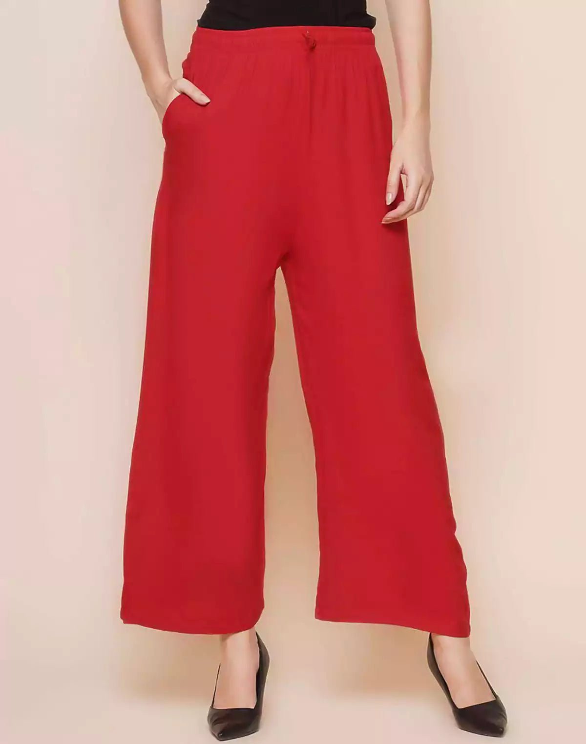 Red Coloured Viscose Rayon Plazzo Pant - South India Shopping Mall